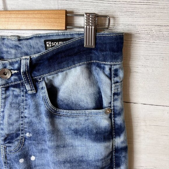 Southpole Jeans Mens Size 29X30 Blue Skinny Paint Splatter Medium Wash Denim - Picture 8 of 15